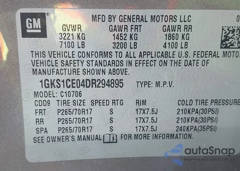 2013 GMC Yukon Slt из США, поврежденный, VIN 1GKS1CE04DR294895